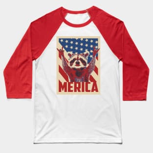 Funny Raccoon Merica 4th Of July Baseball T-Shirt